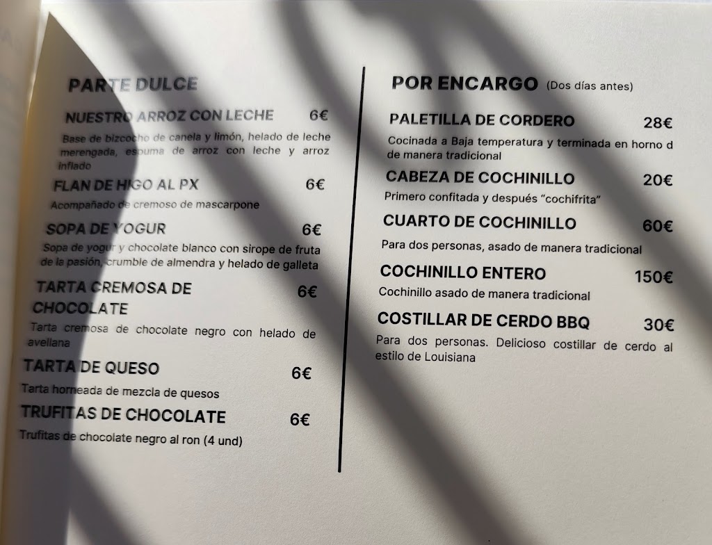 Restaurante Al Grano Granada — Carta