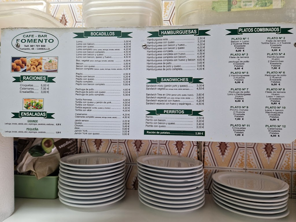 Cafe Bar FOMENTO — Carta