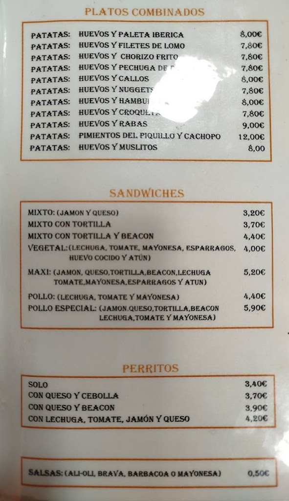 Cafe Bar Maxi — Carta