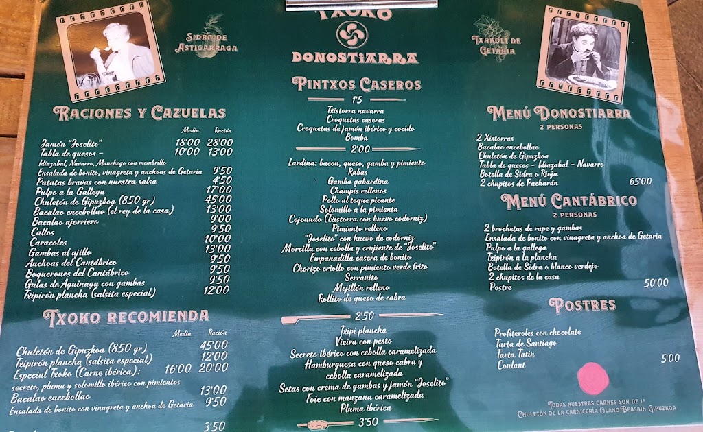 Txoko Donostiarra — Carta