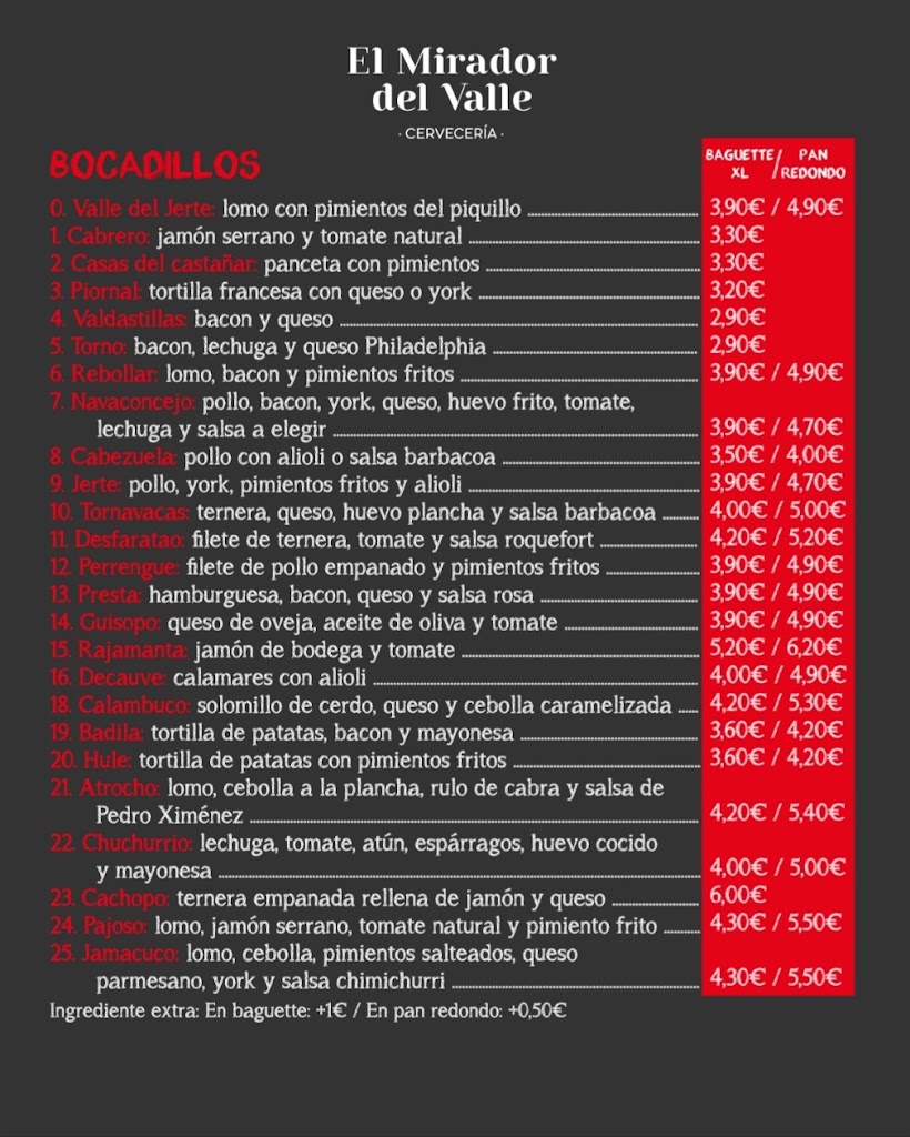 Bocateria El mirador del Valle — Del propietario