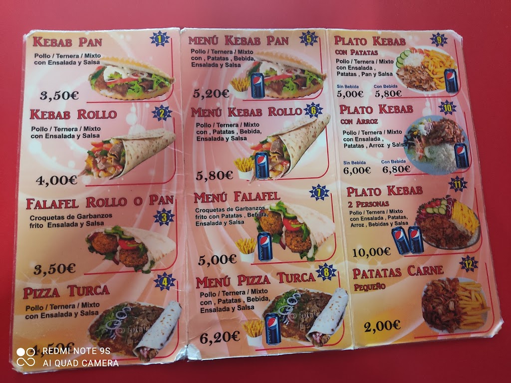 Comida Turca "Aayan Kebab" — Carta