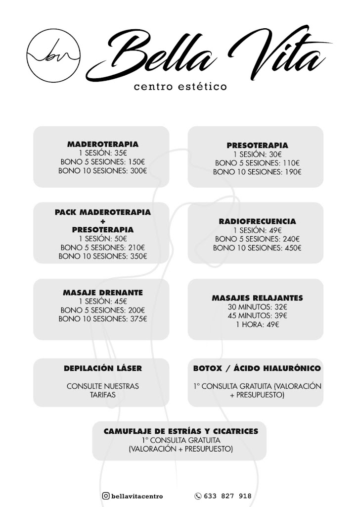 Bella Vita Centro Estetico — Carta