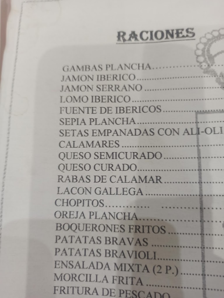 Restaurante Los Cantos — Carta
