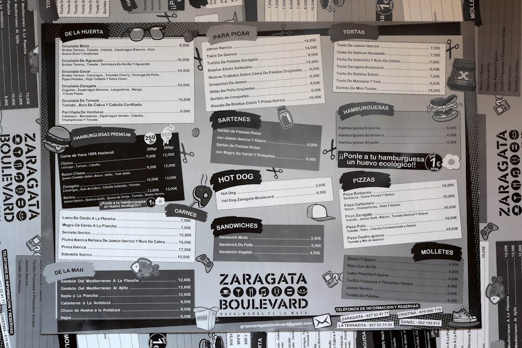Restaurante ZARAGATA 1999 — Carta