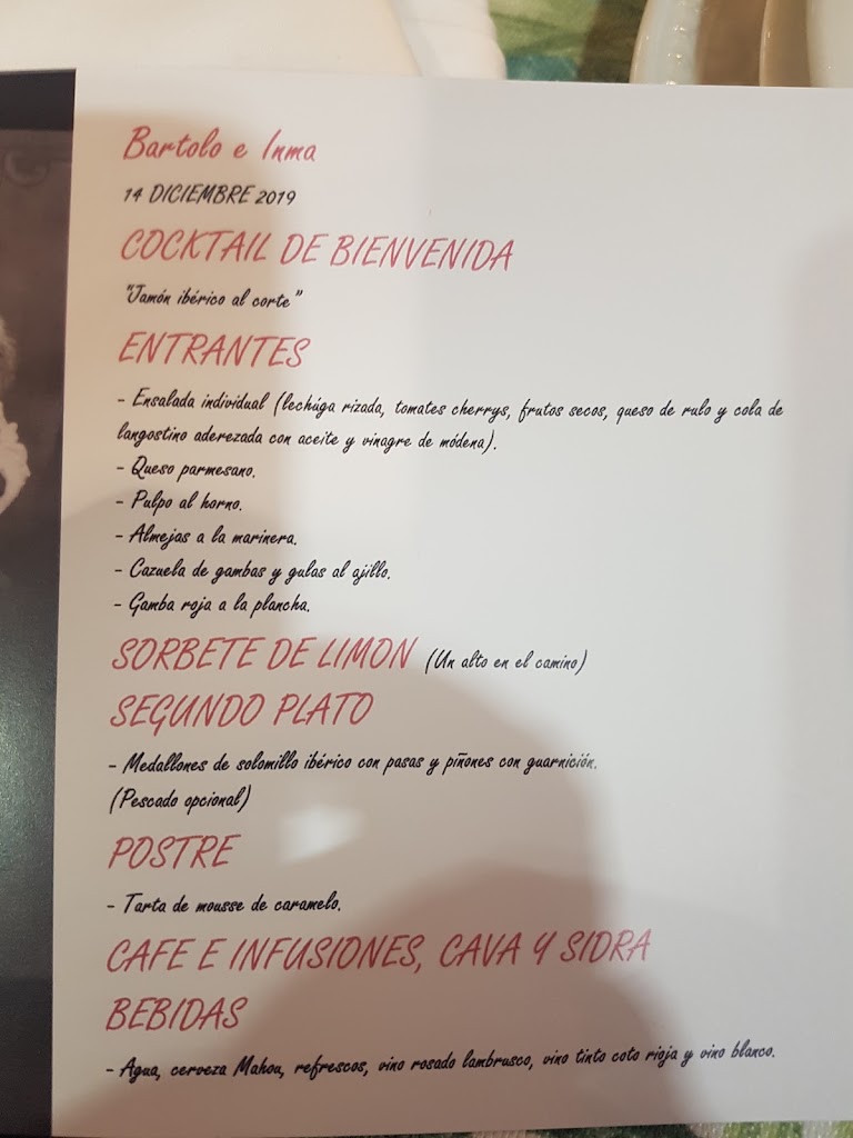 Restaurante Pagan — Carta