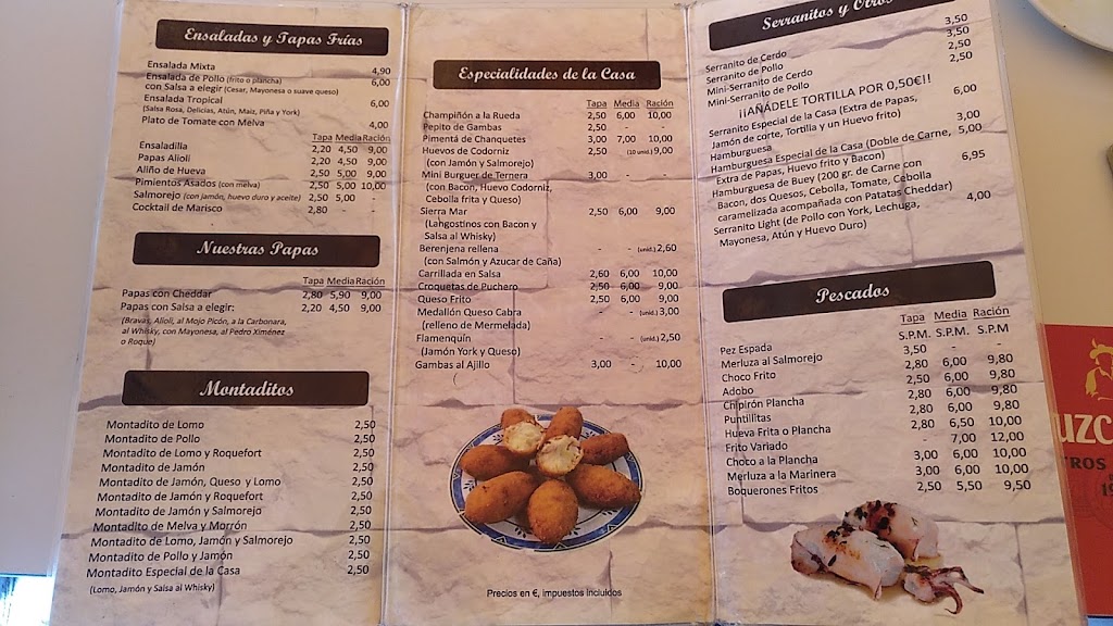 Bar la Rueda — Carta