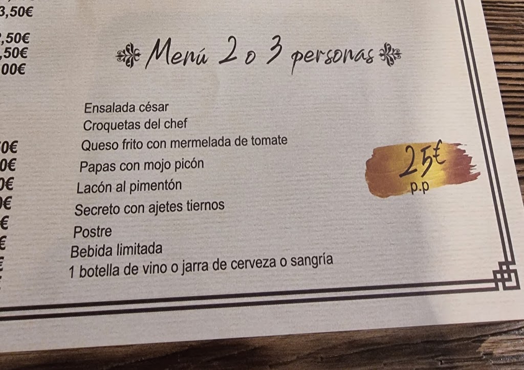 Restaurante Los 7 Pecados — Carta