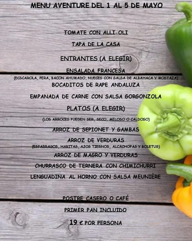Restaurante L'AVENTURE — Carta