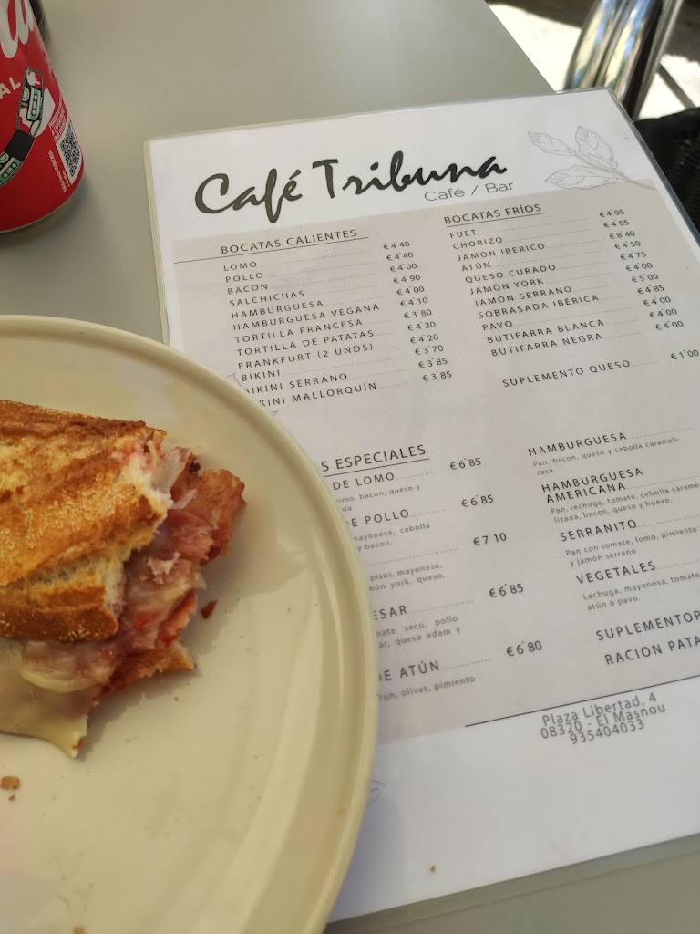 Cafe Tribuna — Carta