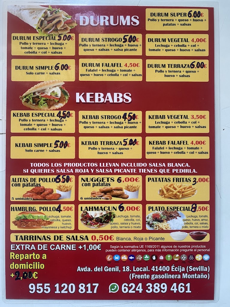 Kebab LA TERRAZA ECIJA — Carta