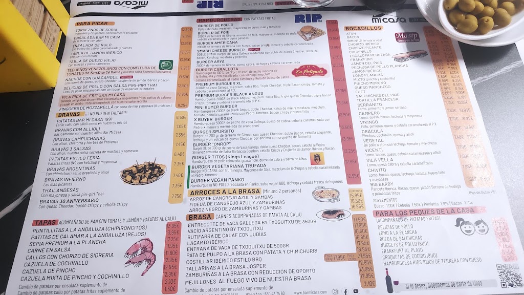 Restaurante Bar Mi Casa — Carta