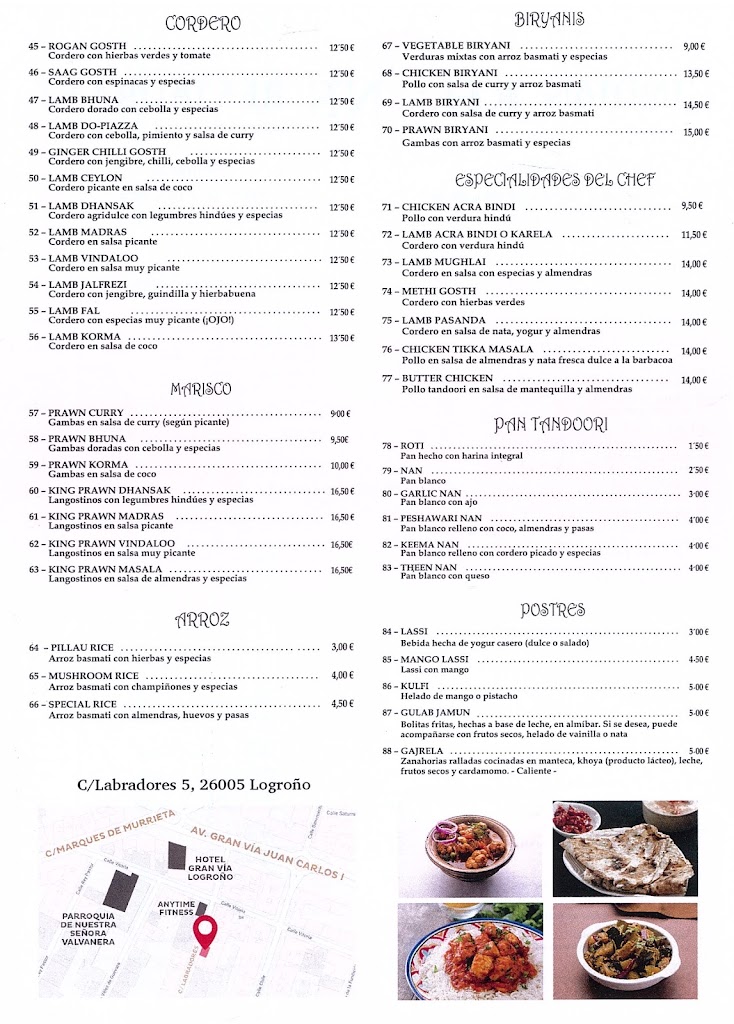 Indian Khan's Restaurant — Carta