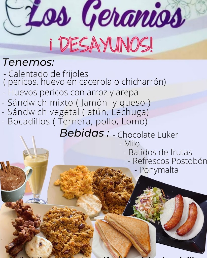Bar Cafeteria Los Geranios — Carta