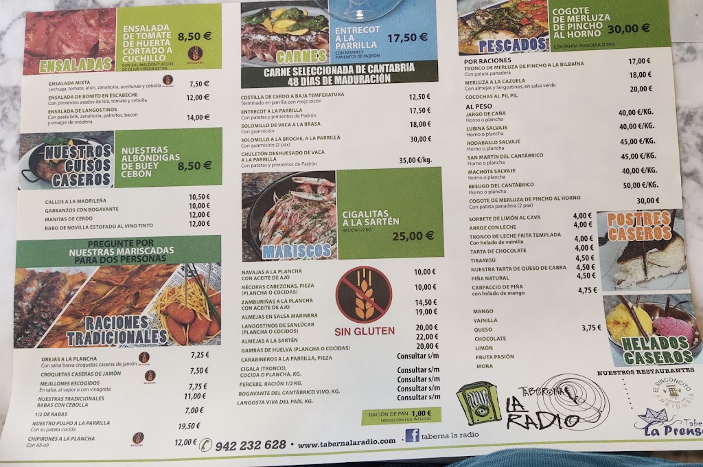 Taberna La Radio — Carta
