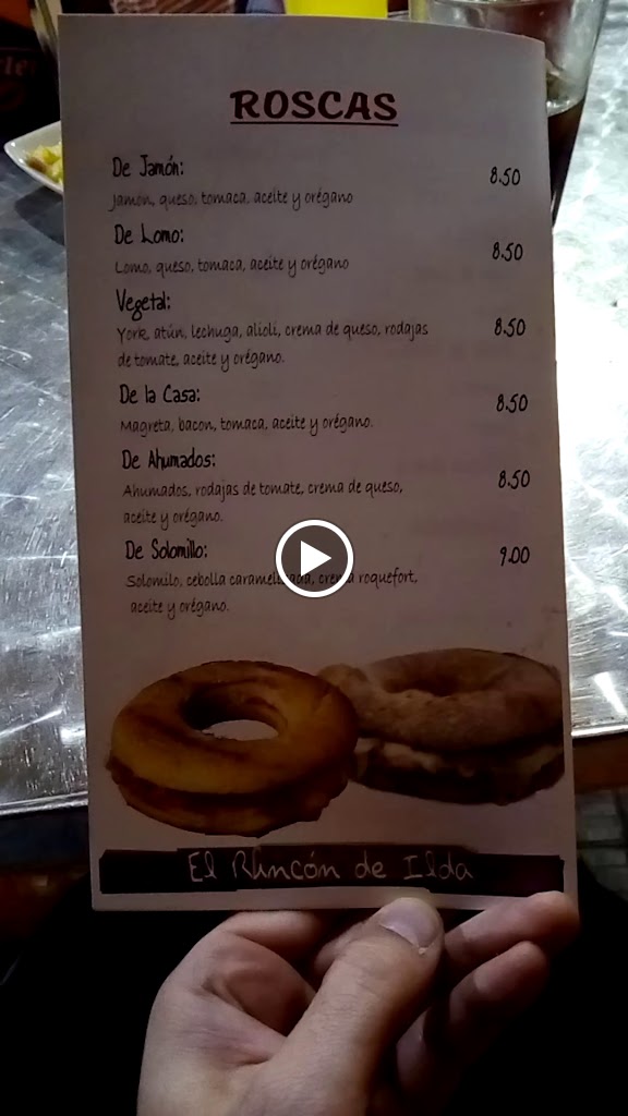 Cafeteria El Rincon de Ilda — Carta