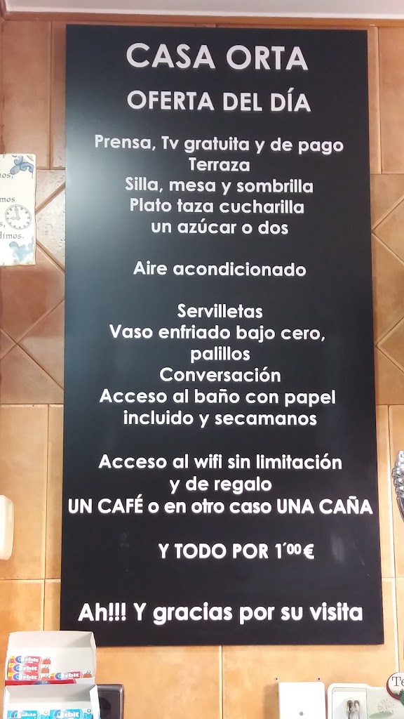 Casa Orta Bar Cafeteria — Carta