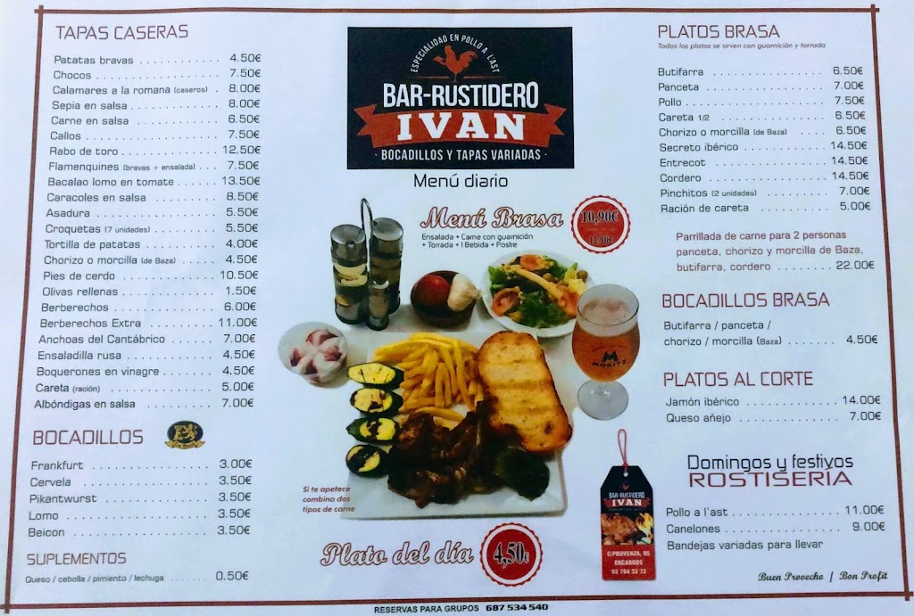 Bar Rustidero Ivan — Carta