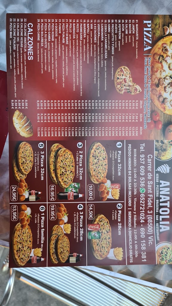 ANATOLIA (Bar, Restaurante) — Carta