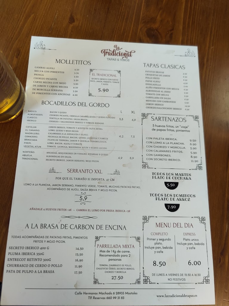 Restaurante La Tradicional de vinos y tapas — Carta
