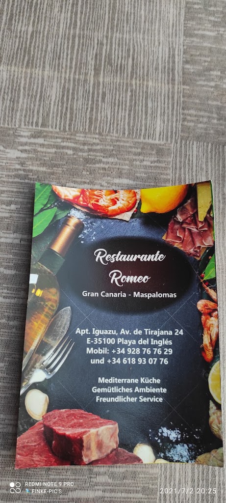Restaurant Romeo — Carta
