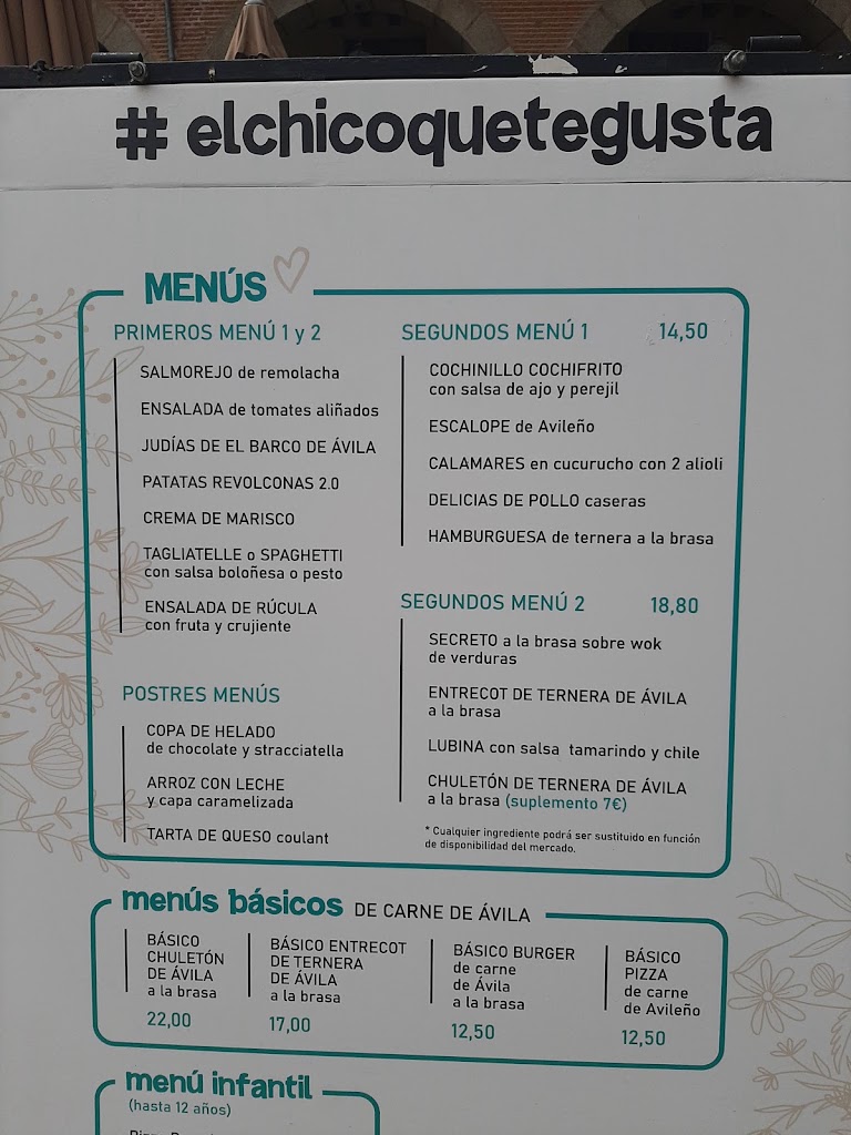 El Chico que te Gusta — Carta