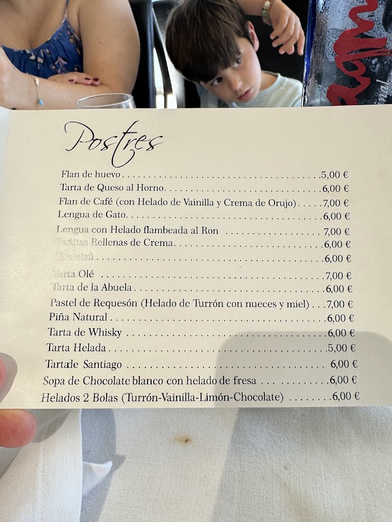 Restaurante Veiramar Arcade — Carta