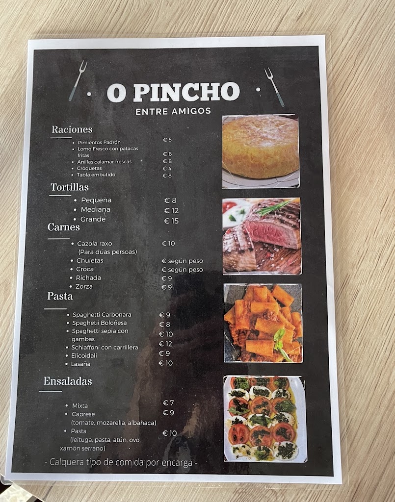 Bar O Pincho — Carta