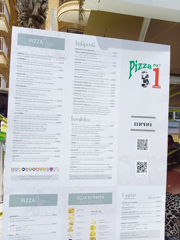 Pizza no1 Torrevieja — Carta