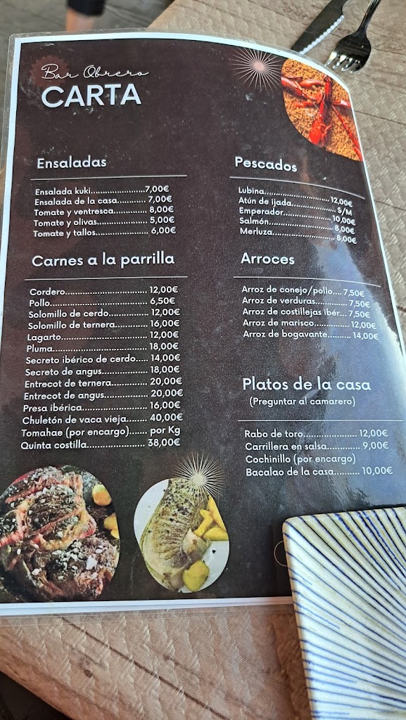 Bar Obrero — Carta