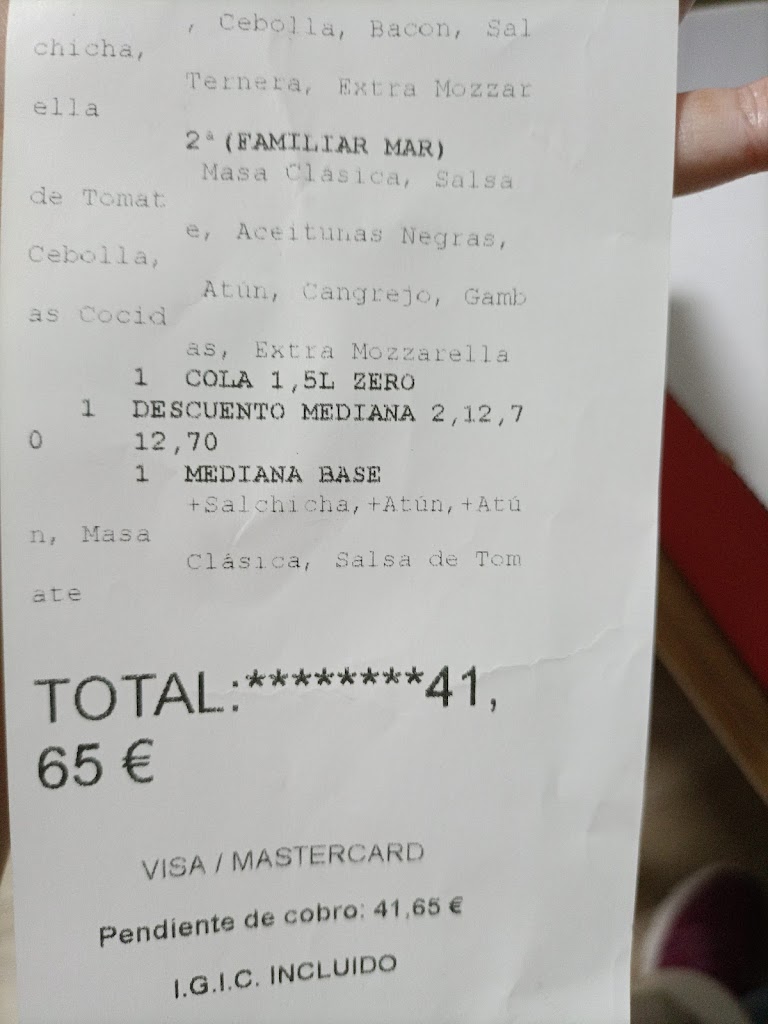 Pizza Royer's Arucas — Carta