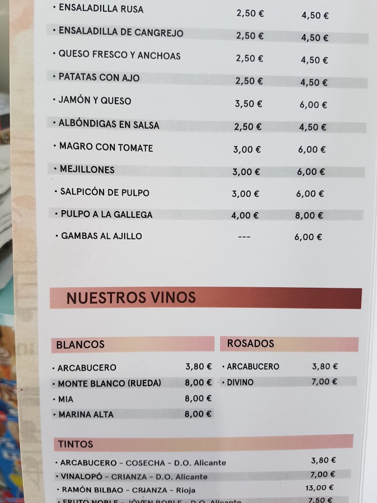 CAFETERIA EL PASEO — Carta