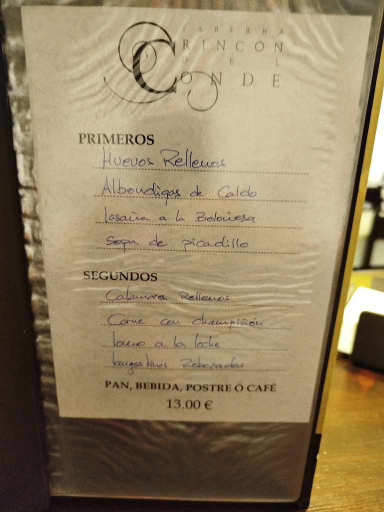 Taberna Rincon del Conde — Carta