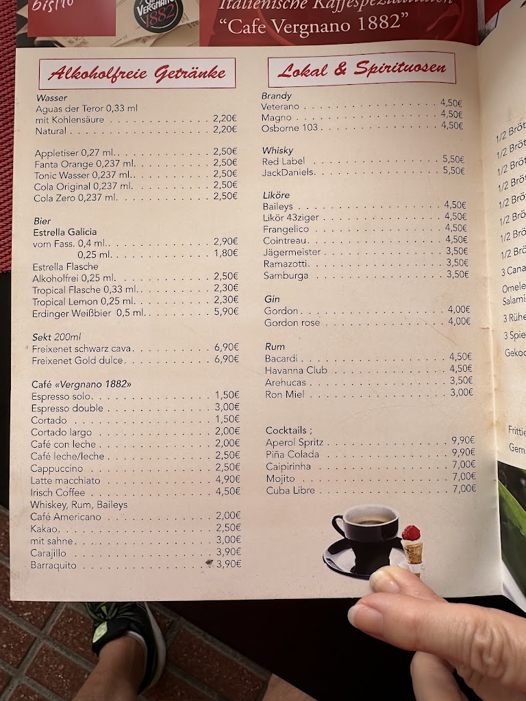 Bistro Cafe Me Gusta — Carta