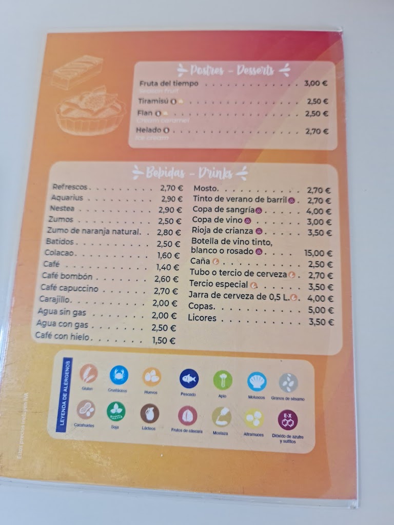 Cafe Bar Mama Matiu — Carta