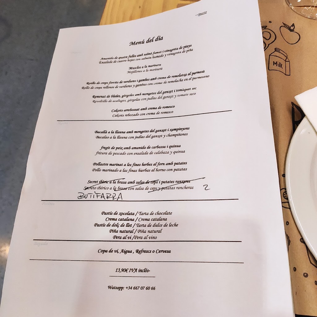 La Cocotxa Restaurant — Carta