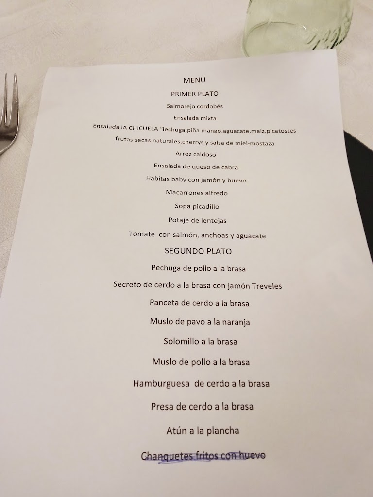 Restaurante La Chicuela — Carta
