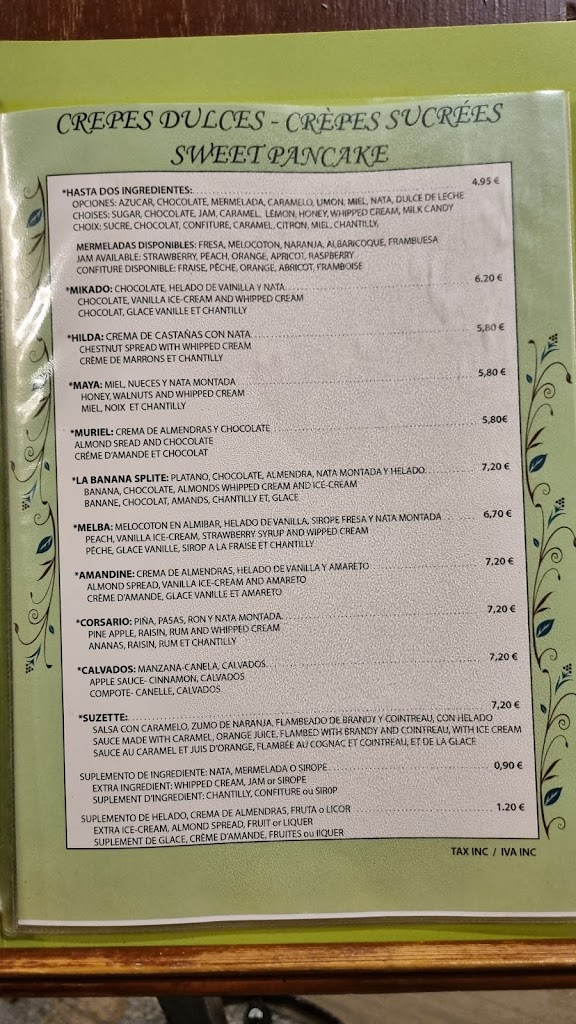 El Bodegon de Fabrice — Carta
