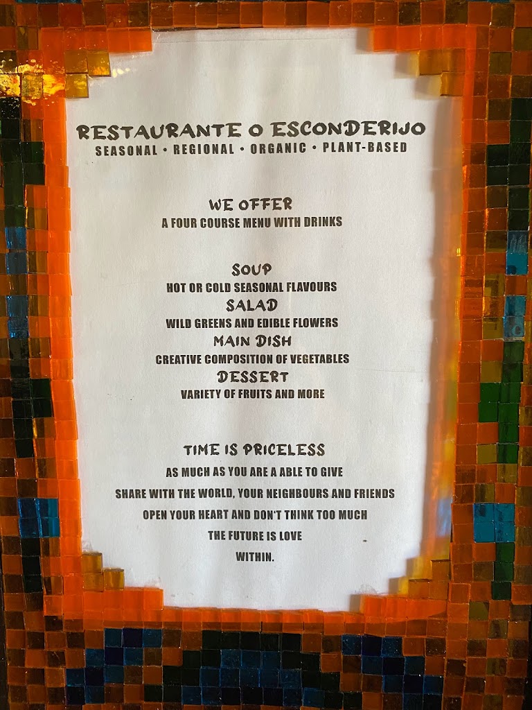 Restaurante O Esconderijo — Carta