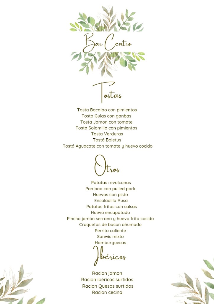Bar Centro — Carta