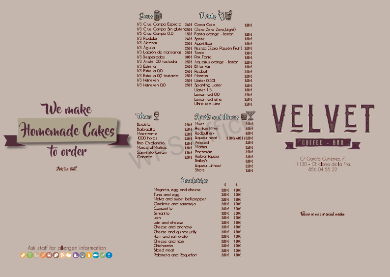 Velvet Coffee-Bar — Carta