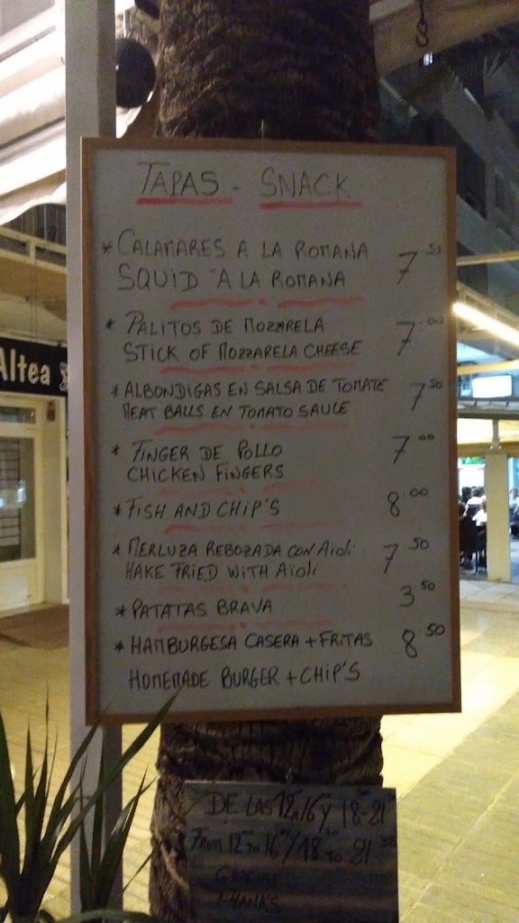 Bar Tapas Chez Marcel 2 — Carta