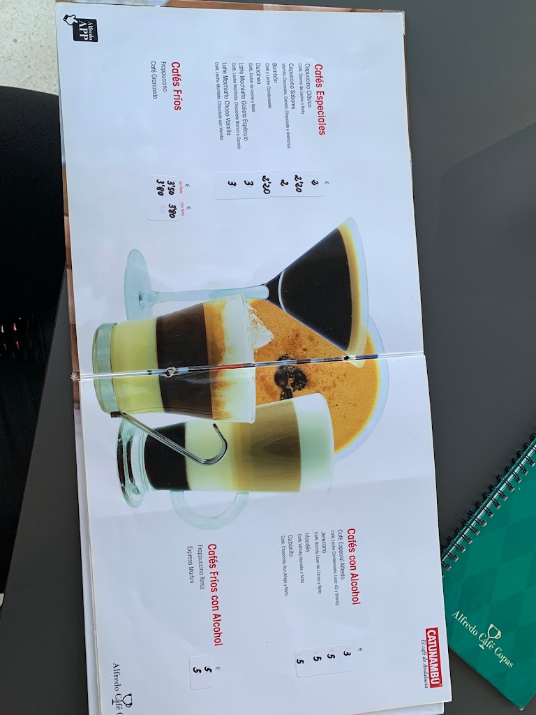Alfredo Cafe Copas — Carta