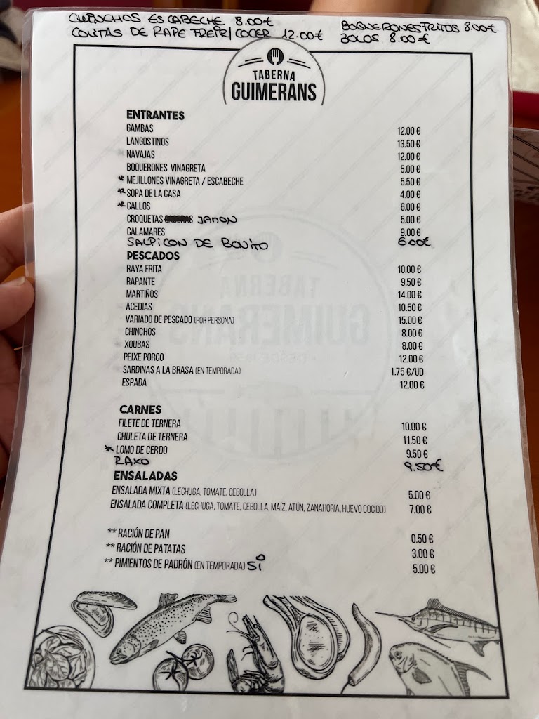 Taberna Guimerans — Carta