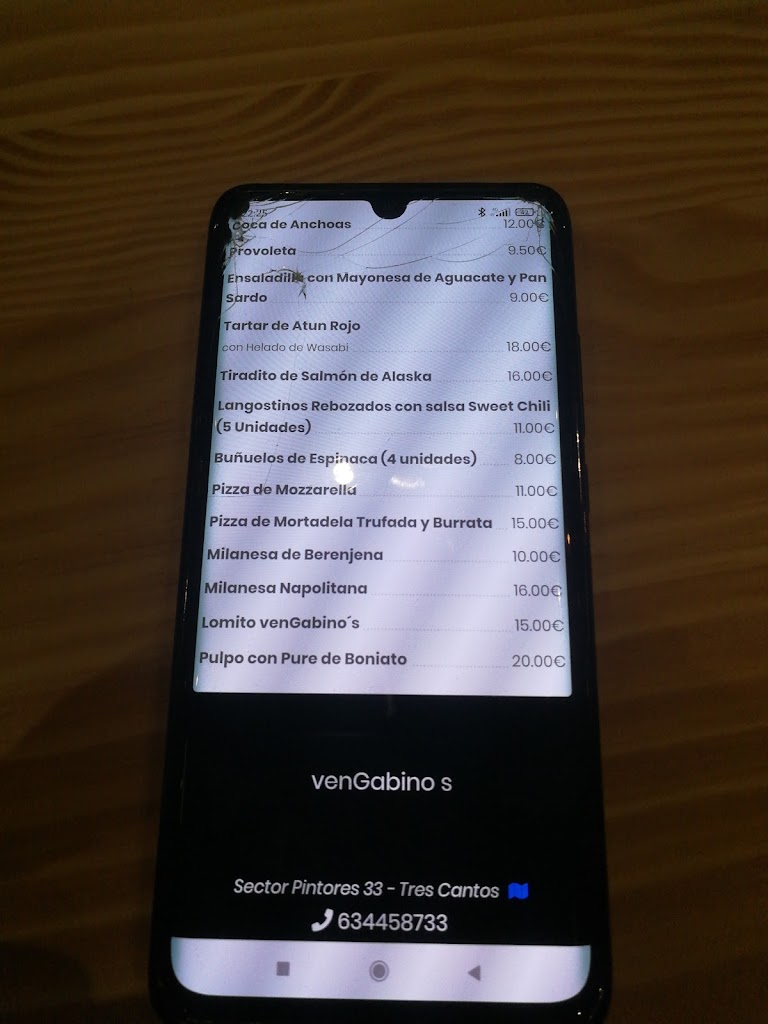 Bar restaurante venGabino's — Carta