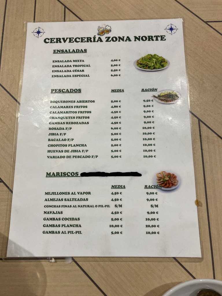 Cerveceria ZN — Carta