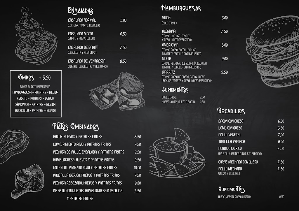 Cafeteria Biarritz — Carta