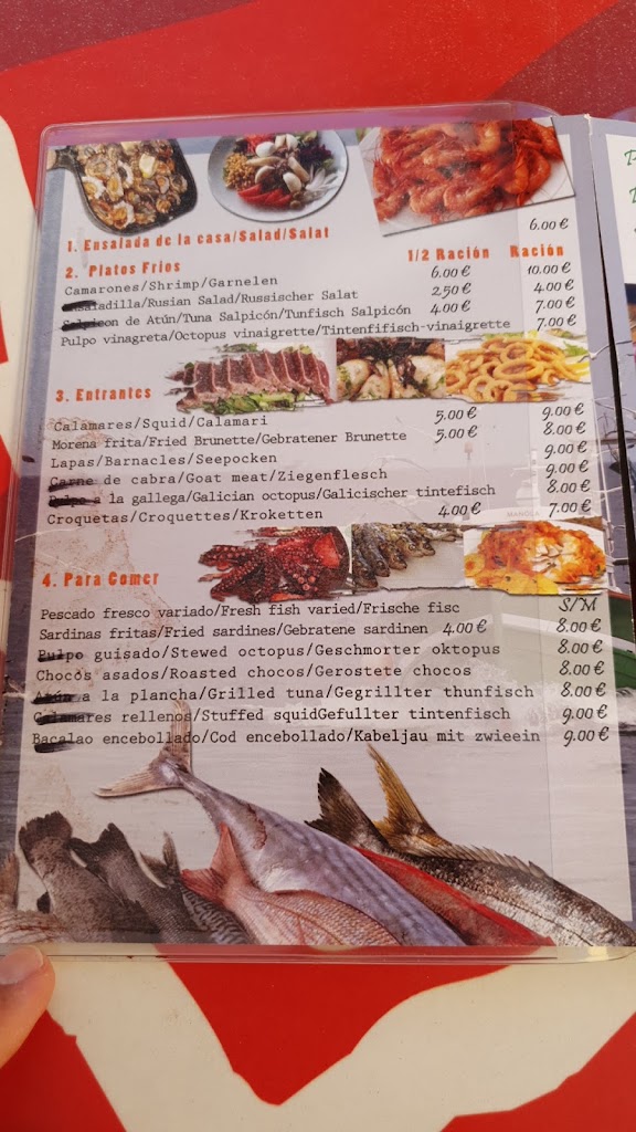 Bar Cofradia de Pescadores — Carta