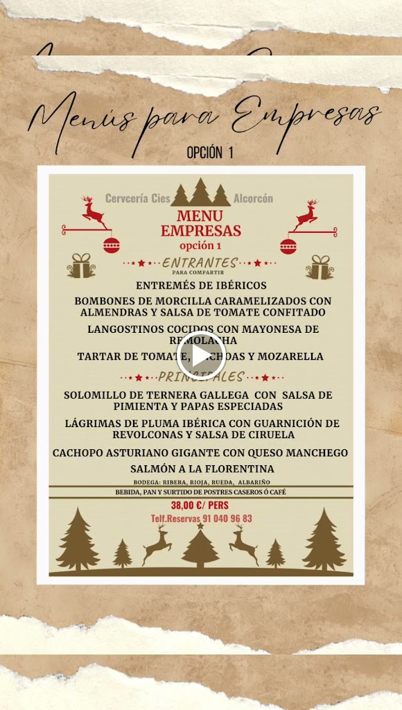 Restaurante Cerveceria Cies — Carta