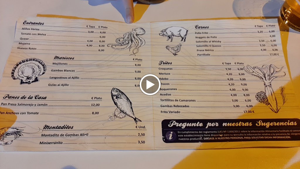 Bar La Cigala Plateada — Carta